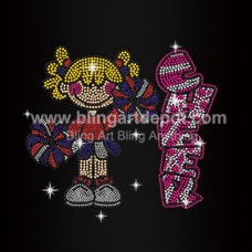 Girl Cheering Rhinestone Heat Transfer